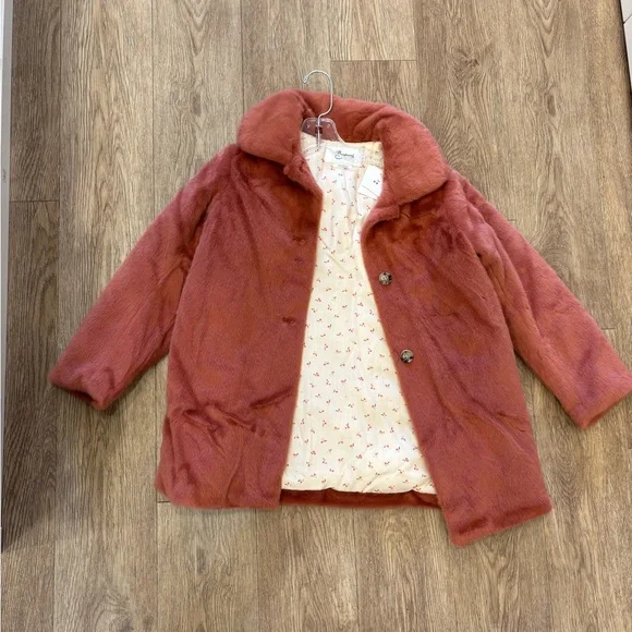 Bonpoint Pink Plush Coat A-Line Silhouette